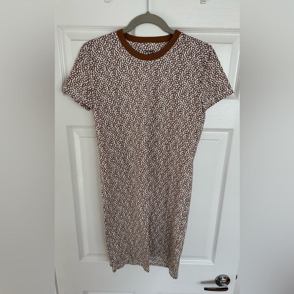 Hermes Marron Alezan Chain Print Dress, Size 34 FR / 2 US, Never Worn